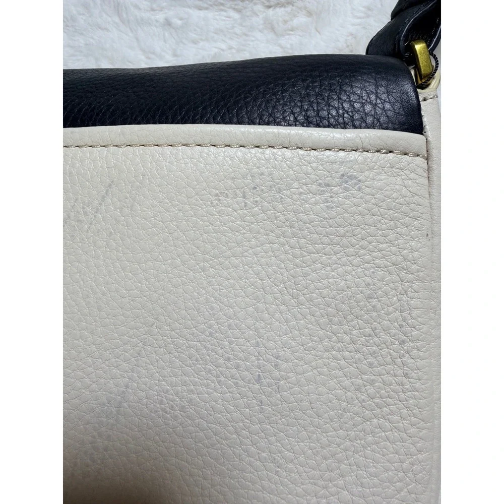 Fossil Preston Crossbody Flap Bag Bone Black Leather ZB5941105